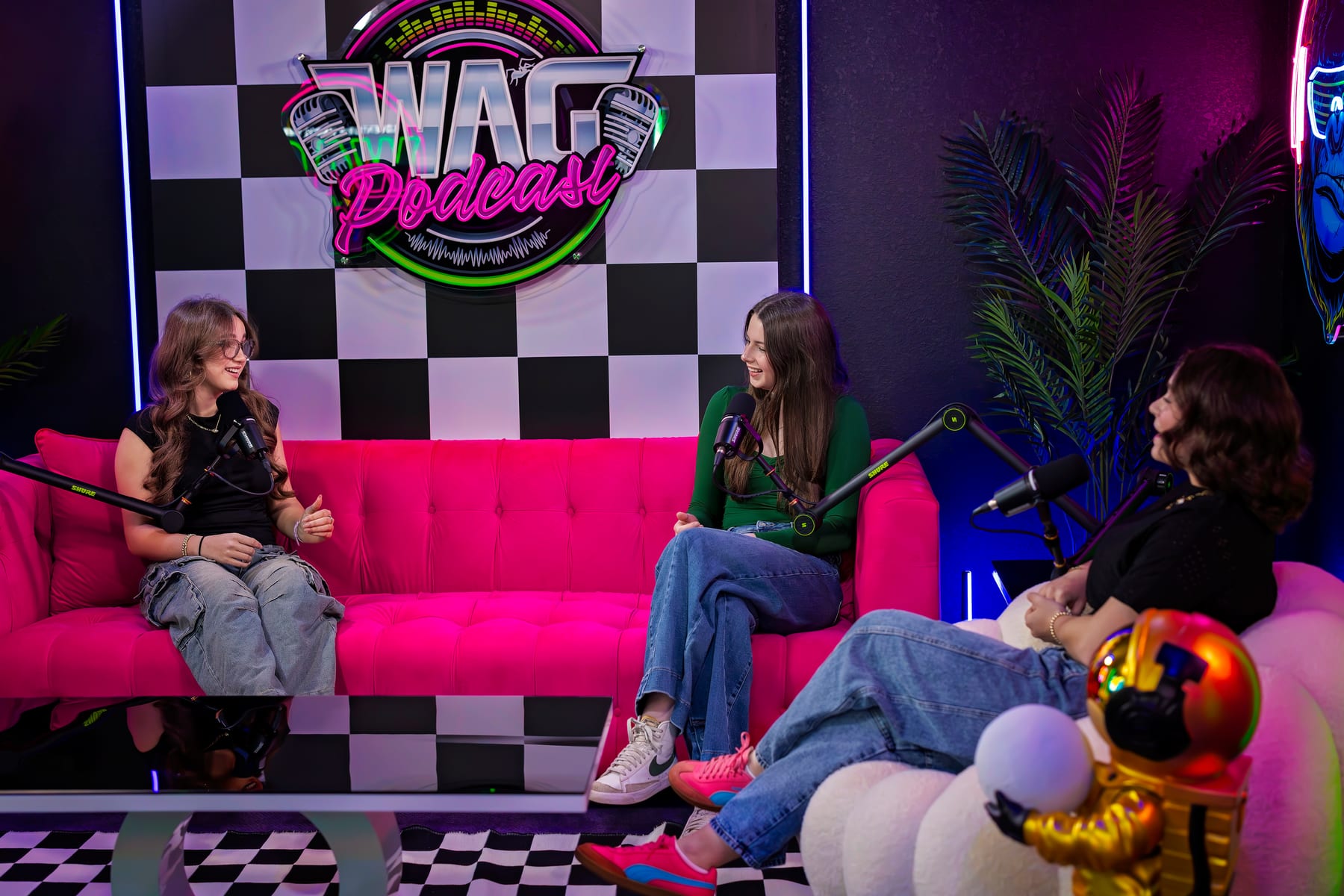 A WAG Podcast host on the studio set