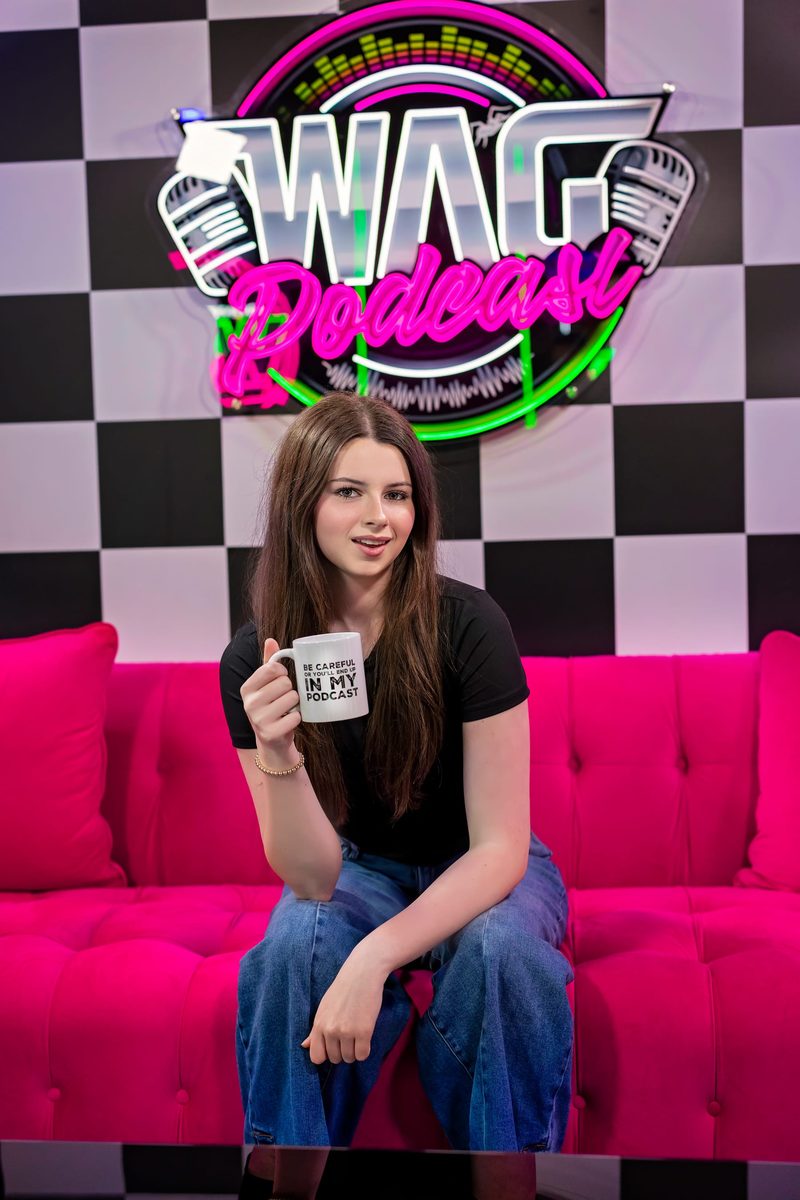 A real behind-the-scenes moment from a WAG Podcast shoot day