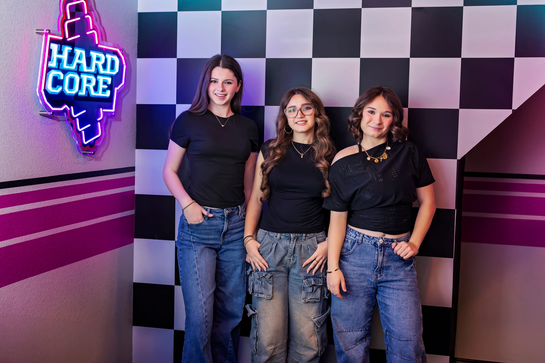 Angelina, Scarlett, and Annabella backstage at the WAG Podcast studio